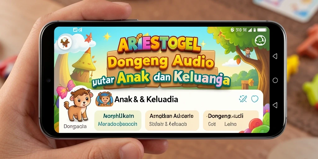 Tampilan antarmuka ARIESTOGEL yang menarik untuk cerita audio.