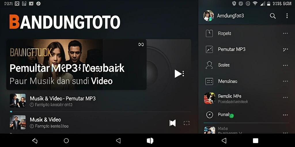 Tampilan antarmuka pemutar MP3 BANDUNGTOTO yang modern dan user-friendly.