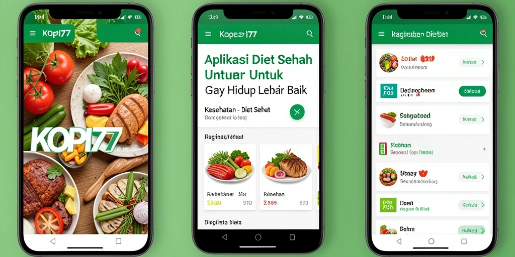 Tampilan antarmuka aplikasi KOPI77 untuk Diet Sehat.