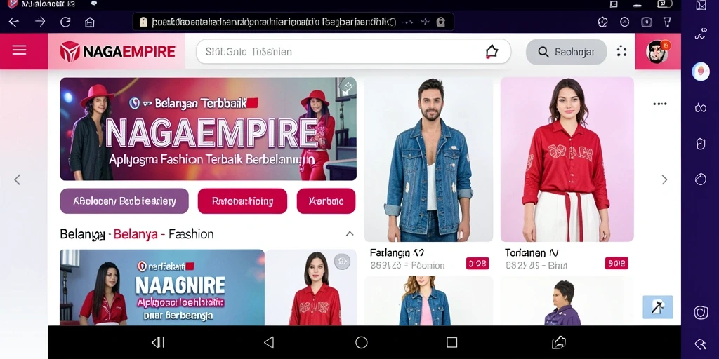 Screenshot antarmuka aplikasi NAGAEMPIRE yang menunjukkan koleksi fashion terbaru.