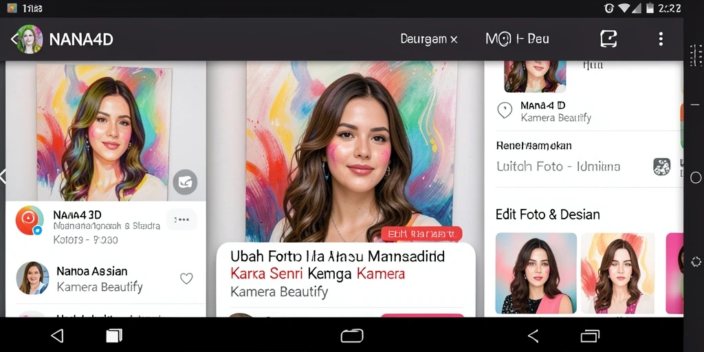 Antarmuka NANA4D menampilkan fitur editing Kamera Beautify yang intuitif.