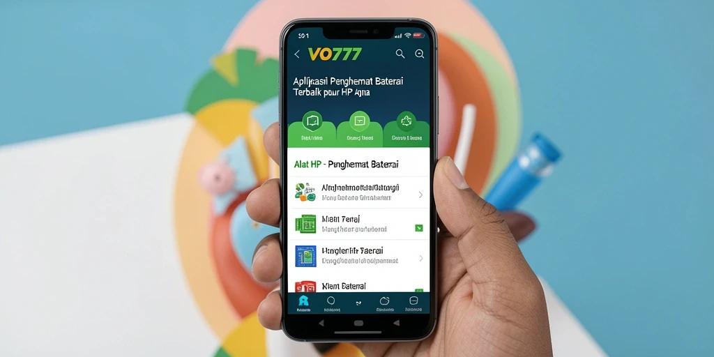 Tampilan antarmuka VO777 dengan fungsi Penghemat Baterai yang efisien.