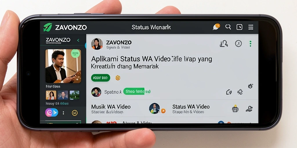 Antarmuka ZAVONZO yang ramah pengguna untuk status video.